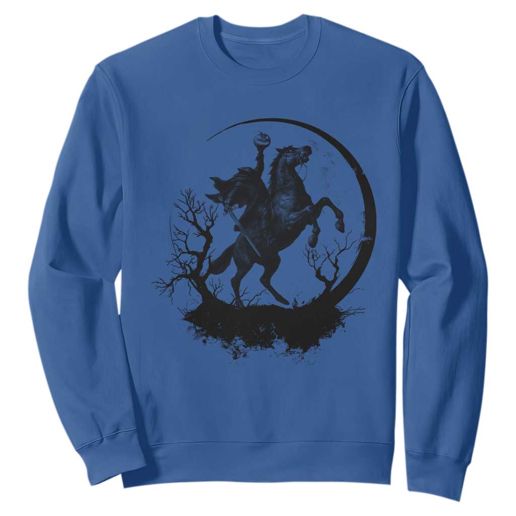 Headless Horseman Sweatshirt Retro Gothic Scary Pumpkin Moon Halloween Costume TS10 Royal Blue Print Your Wear