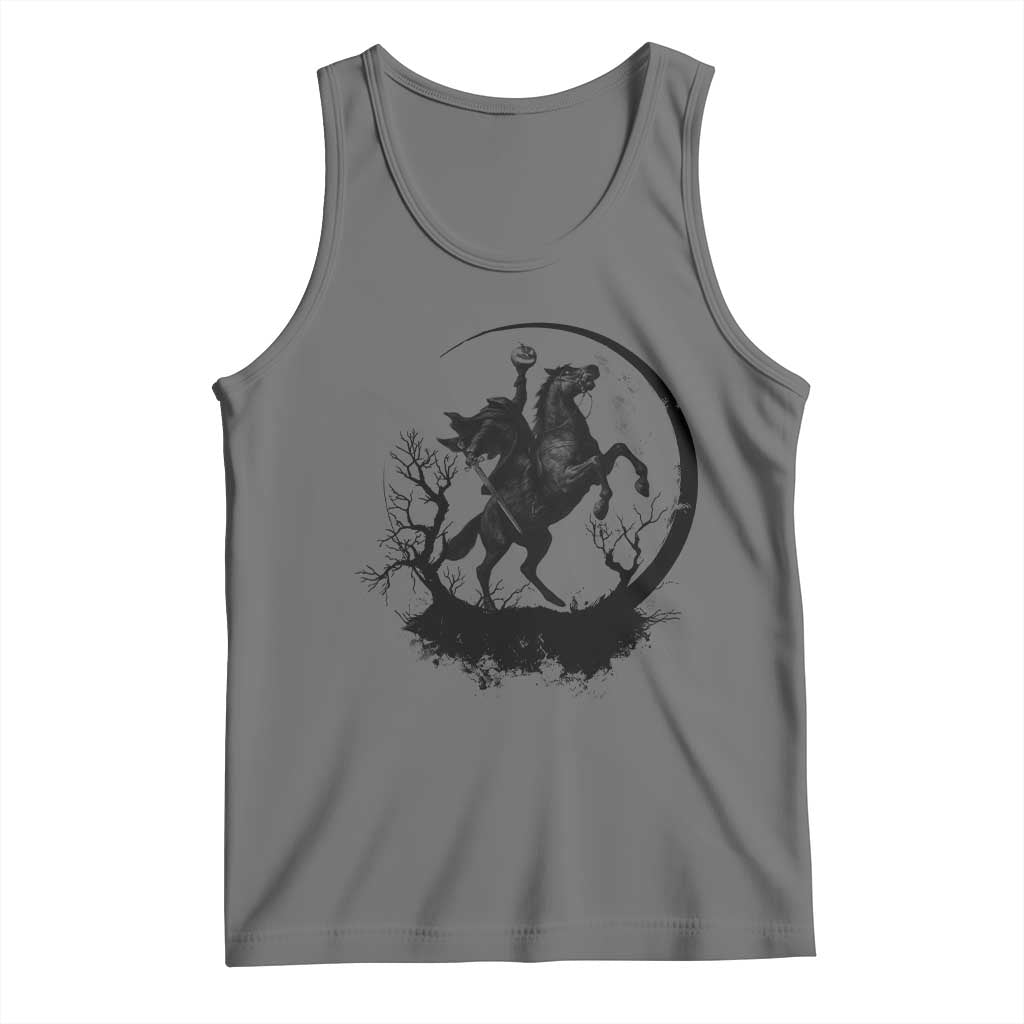 Headless Horseman Tank Top Retro Gothic Scary Pumpkin Moon Halloween Costume TS10 Black Heather Print Your Wear