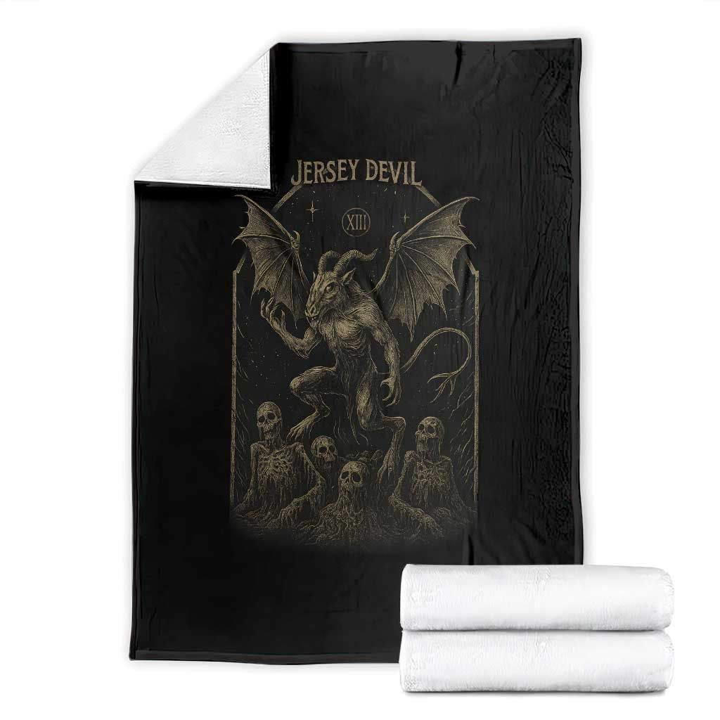 Jersey Devil Throw Blanket Vintage Weird Creepy Creature Leeds Devil TS10 Black Print Your Wear
