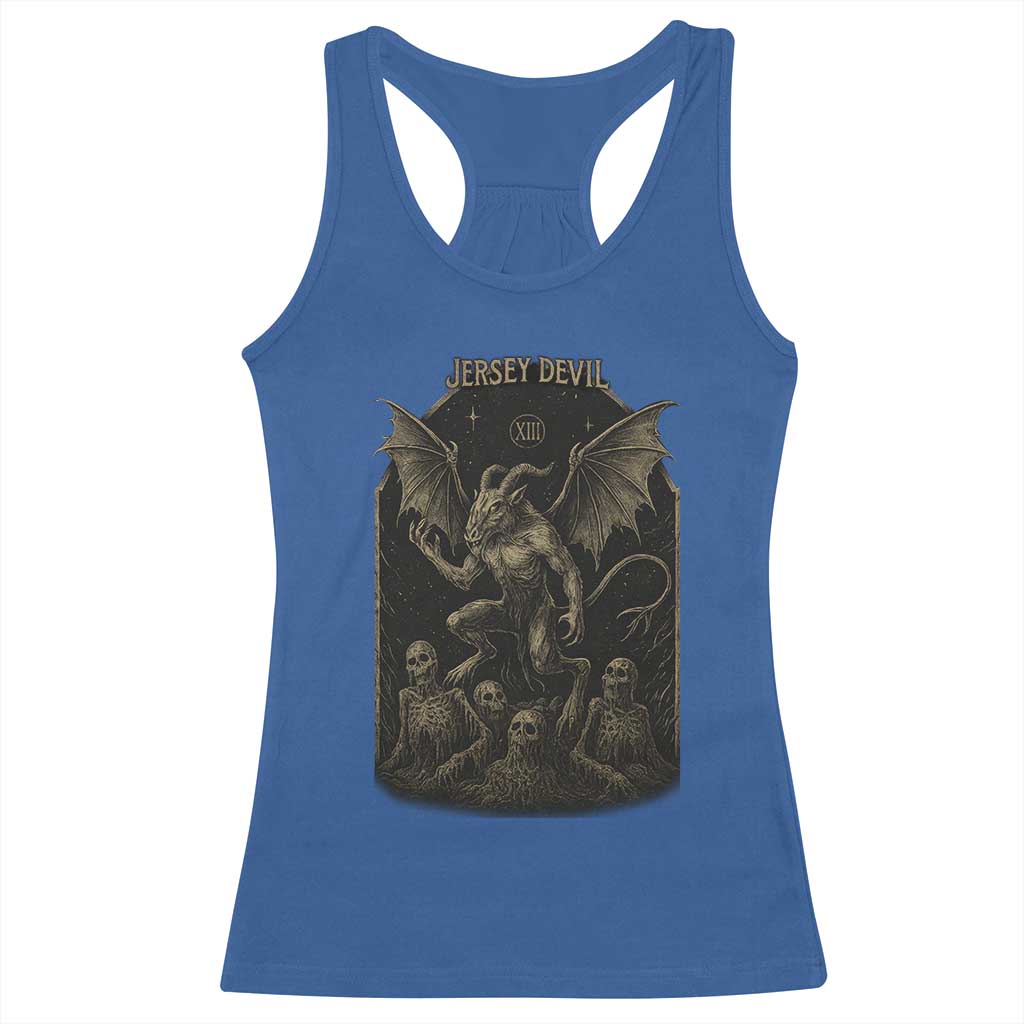 Jersey Devil Racerback Tank Top Vintage Weird Creepy Creature Leeds Devil TS10 Royal Blue Print Your Wear