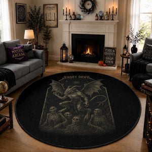 Jersey Devil Round Rug Vintage Weird Creepy Creature Leeds Devil