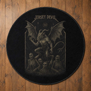 Jersey Devil Round Rug Vintage Weird Creepy Creature Leeds Devil