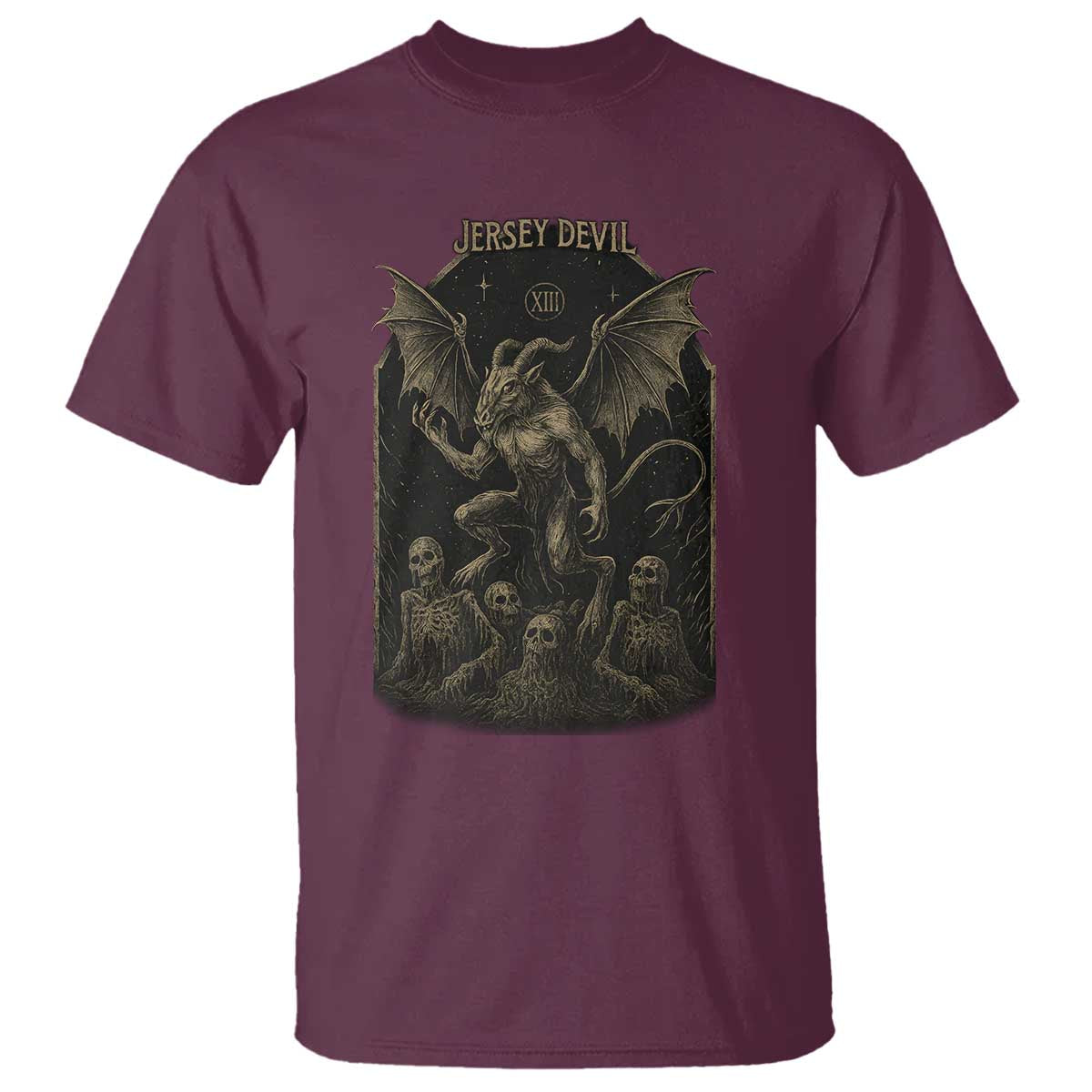 Jersey Devil T Shirt Vintage Weird Creepy Creature Leeds Devil TS10 Maroon Print Your Wear