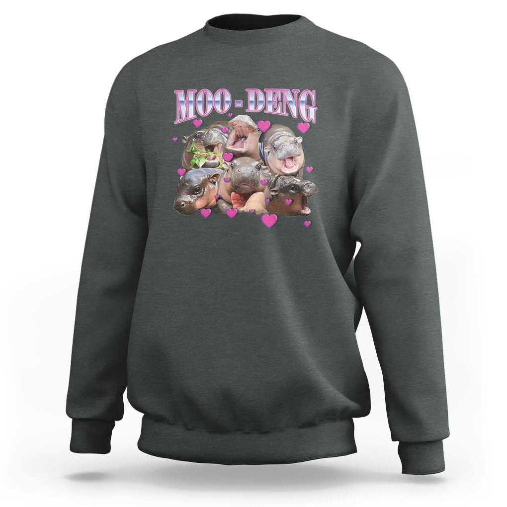 Funny Moo-Deng Baby Pygmy Hippo Sweatshirt Cute Zoo For Family TS10 Dark Heather Print Your Wear