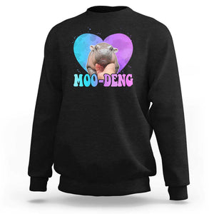 Funny Moo-Deng Baby Pygmy Hippo Sweatshirt Heart Shape Cute Zoo For Family TS10 Black Print Your Wear