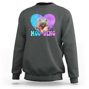 Funny Moo-Deng Baby Pygmy Hippo Sweatshirt Heart Shape Cute Zoo For Family TS10 Dark Heather Print Your Wear