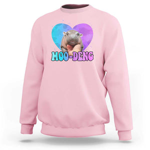 Funny Moo-Deng Baby Pygmy Hippo Sweatshirt Heart Shape Cute Zoo For Family TS10 Light Pink Print Your Wear