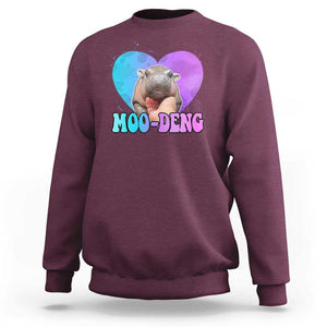 Funny Moo-Deng Baby Pygmy Hippo Sweatshirt Heart Shape Cute Zoo For Family TS10 Maroon Print Your Wear