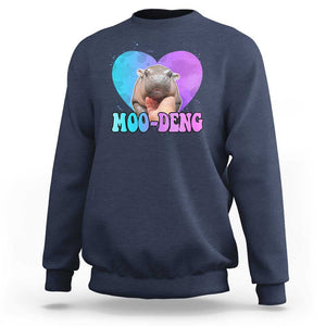 Funny Moo-Deng Baby Pygmy Hippo Sweatshirt Heart Shape Cute Zoo For Family TS10 Navy Print Your Wear