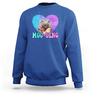 Funny Moo-Deng Baby Pygmy Hippo Sweatshirt Heart Shape Cute Zoo For Family TS10 Royal Blue Print Your Wear