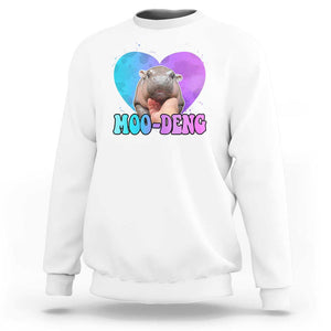 Funny Moo-Deng Baby Pygmy Hippo Sweatshirt Heart Shape Cute Zoo For Family TS10 White Print Your Wear