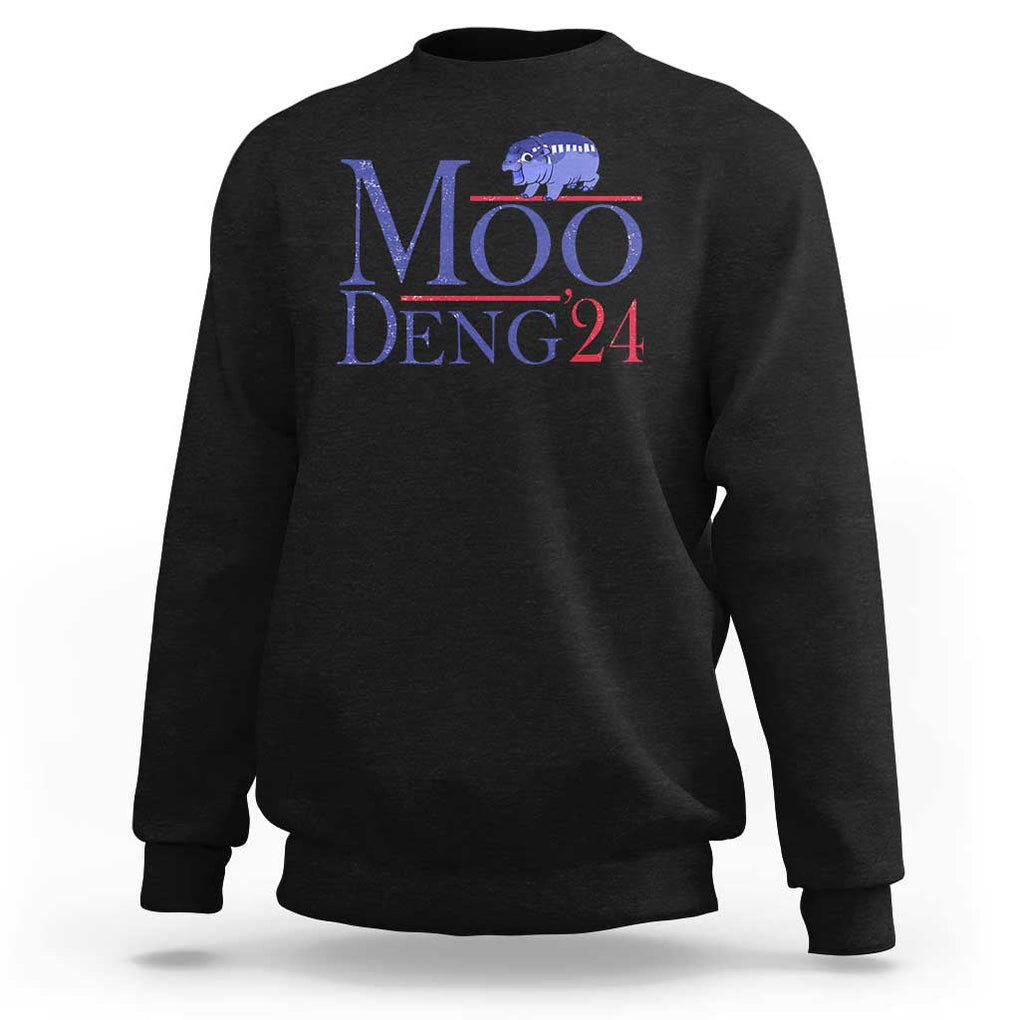 Moo-Deng for President Election 2024 Sweatshirt Funny Baby Hippo Meme Cute Zoo For Family TS10 Black Print Your Wear