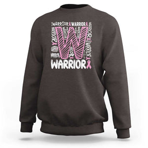 Breast Cancer Awareness In October We Wear Pink Sweatshirt Pink Ribbon Warriors Team TS10 Dark Chocolate Print Your Wear