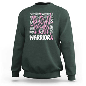 Breast Cancer Awareness In October We Wear Pink Sweatshirt Pink Ribbon Warriors Team TS10 Dark Forest Green Print Your Wear