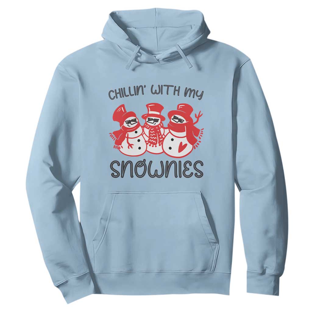 Snowman Christmas Hoodie Chillin With My Snowmies Ugly Gift TS10 Light Blue Print Your Wear