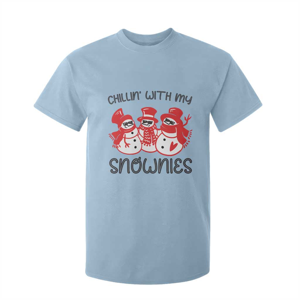 Snowman Christmas T Shirt For Kid Chillin With My Snowmies Ugly Gift TS10 Light Blue Print Your Wear