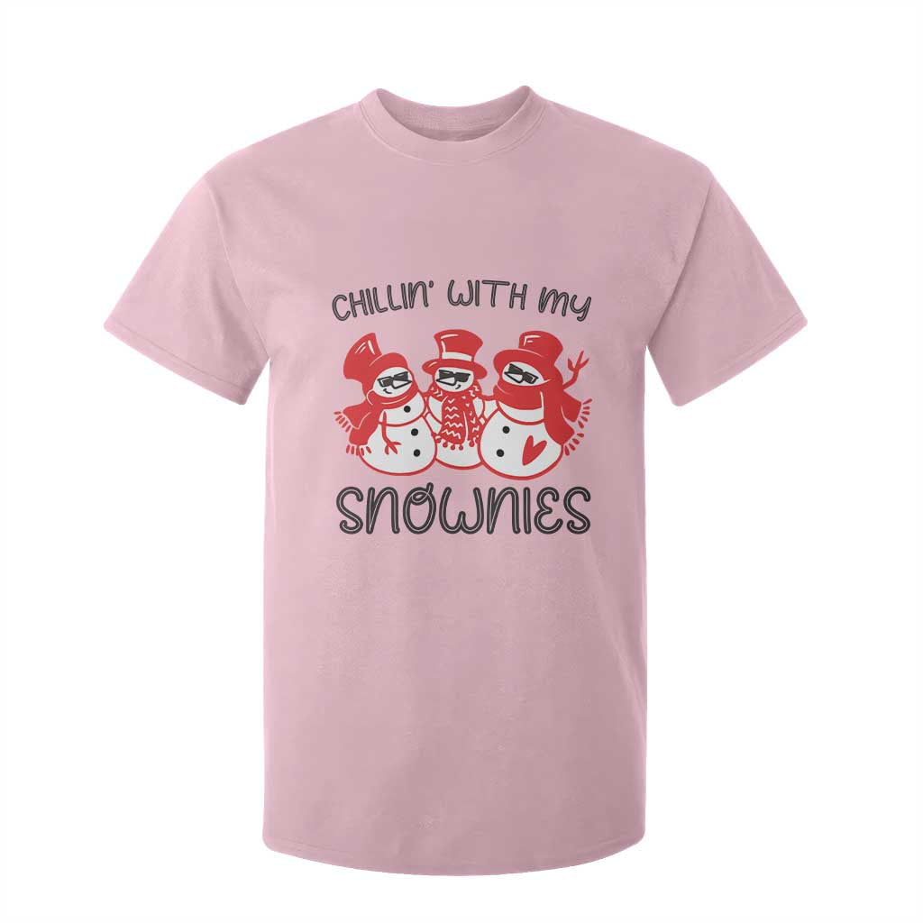 Snowman Christmas T Shirt For Kid Chillin With My Snowmies Ugly Gift TS10 Light Pink Print Your Wear