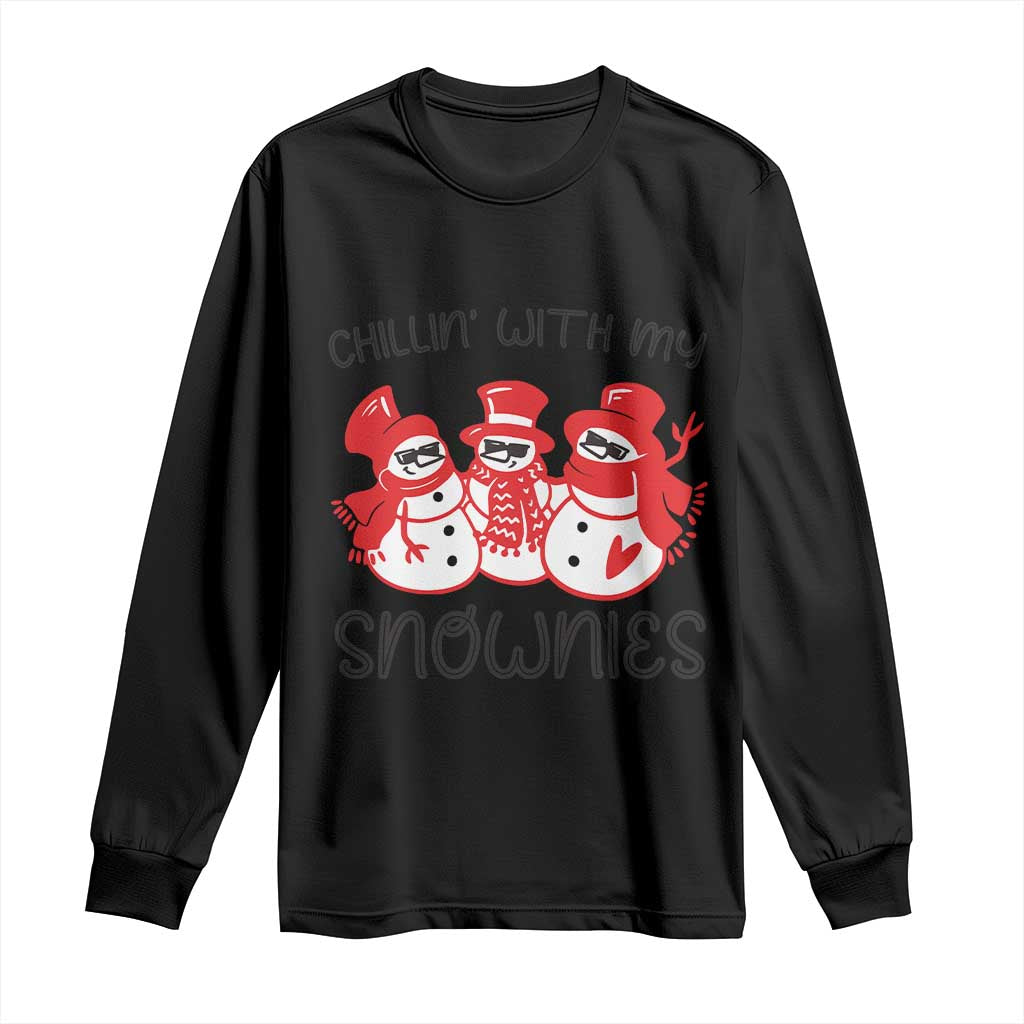 Snowman Christmas Long Sleeve Shirt Chillin With My Snowmies Ugly Gift TS10 Black Print Your Wear