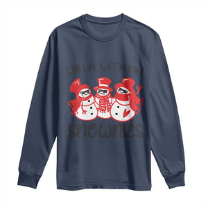 Snowman Christmas Long Sleeve Shirt Chillin With My Snowmies Ugly Gift TS10 Navy Print Your Wear