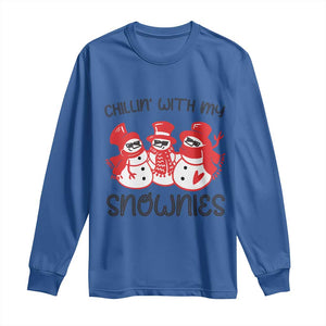 Snowman Christmas Long Sleeve Shirt Chillin With My Snowmies Ugly Gift TS10 Royal Blue Print Your Wear