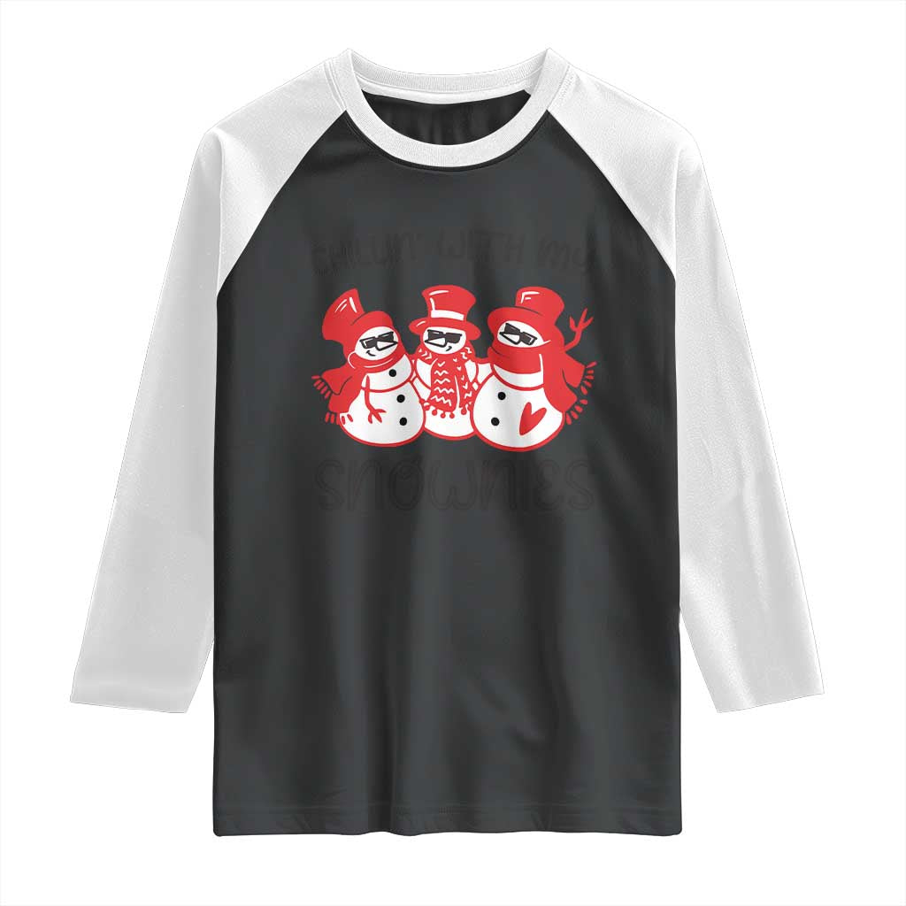 Snowman Christmas Raglan Shirt Chillin With My Snowmies Ugly Gift TS10 Black White Print Your Wear