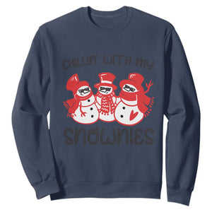 Snowman Christmas Sweatshirt Chillin With My Snowmies Ugly Gift TS10 Navy Print Your Wear