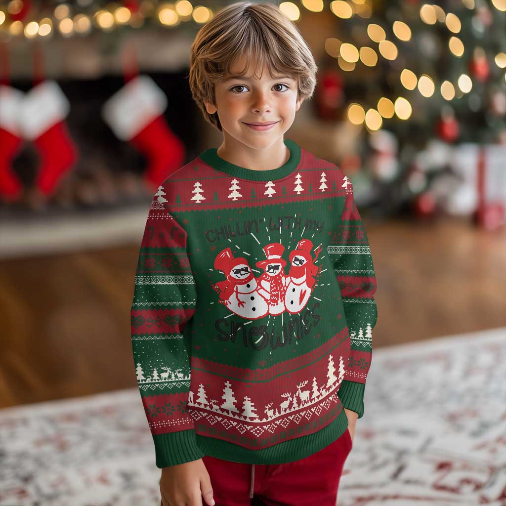 Snowman Christmas Ugly Christmas Sweater Chillin With My Snowmies Ugly Gift TS10 Christmas Print Your Wear