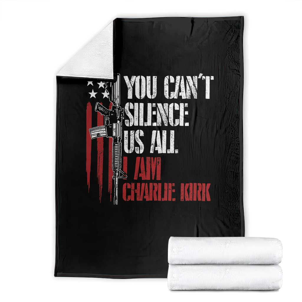 Charlie Kirk Throw Blanket You Cant Silence Us All USA Flag TS10 Black Print Your Wear
