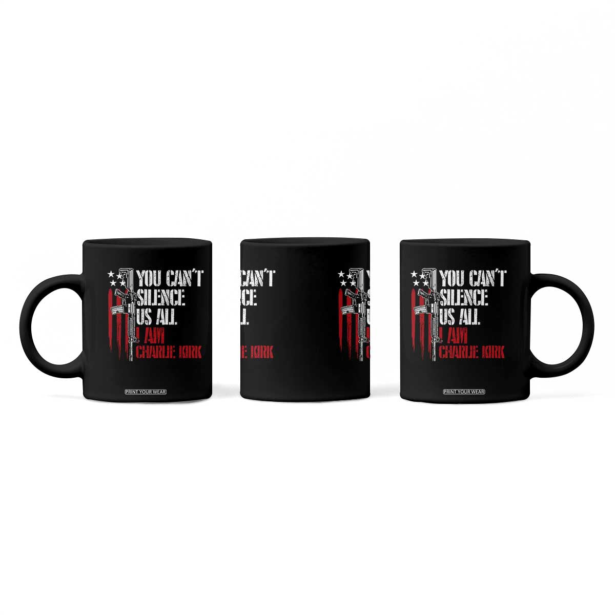 Charlie Kirk Coffee Mug You Cant Silence Us All USA Flag TS10 Print Your Wear