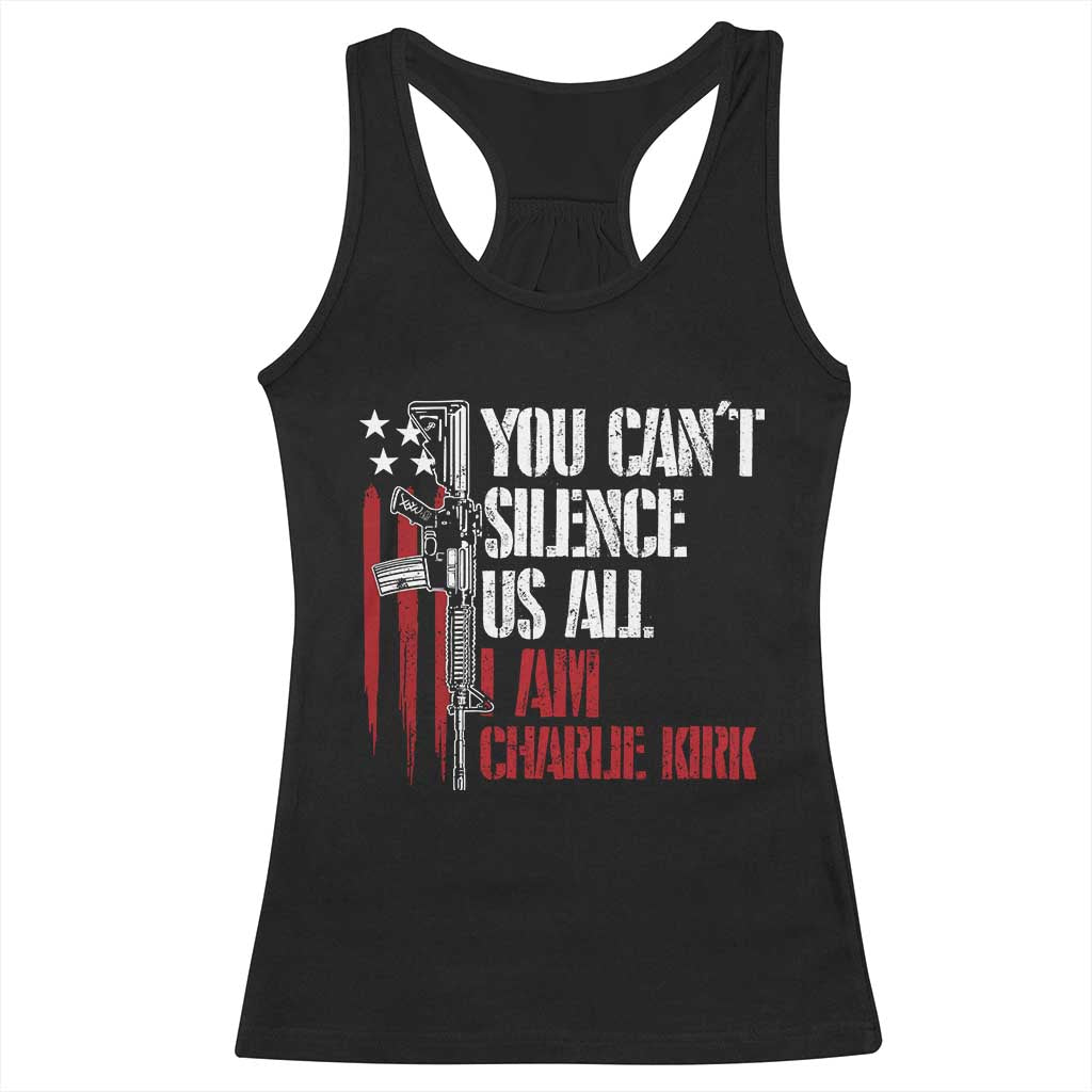 Charlie Kirk Racerback Tank Top You Cant Silence Us All USA Flag TS10 Black Print Your Wear