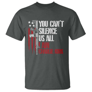 Charlie Kirk T Shirt You Cant Silence Us All USA Flag TS10 Dark Heather Print Your Wear