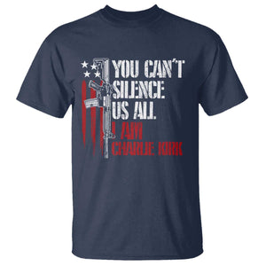 Charlie Kirk T Shirt You Cant Silence Us All USA Flag TS10 Navy Print Your Wear