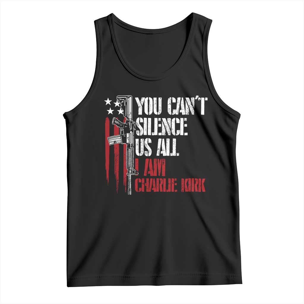 Charlie Kirk Tank Top You Cant Silence Us All USA Flag TS10 Black Print Your Wear