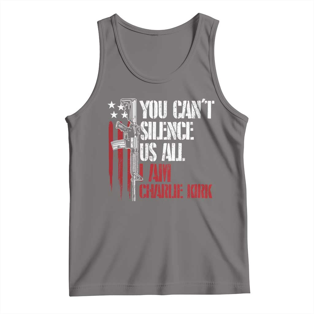 Charlie Kirk Tank Top You Cant Silence Us All USA Flag TS10 Deep Heather Print Your Wear