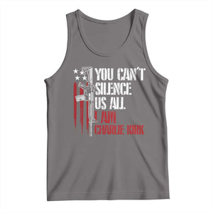 Charlie Kirk Tank Top You Cant Silence Us All USA Flag TS10 Deep Heather Print Your Wear