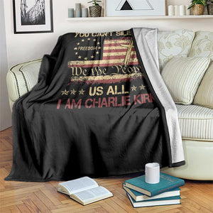 Charlie Kirk Throw Blanket You Cant Silence Us All Retro American Flag Cross TS10 Print Your Wear