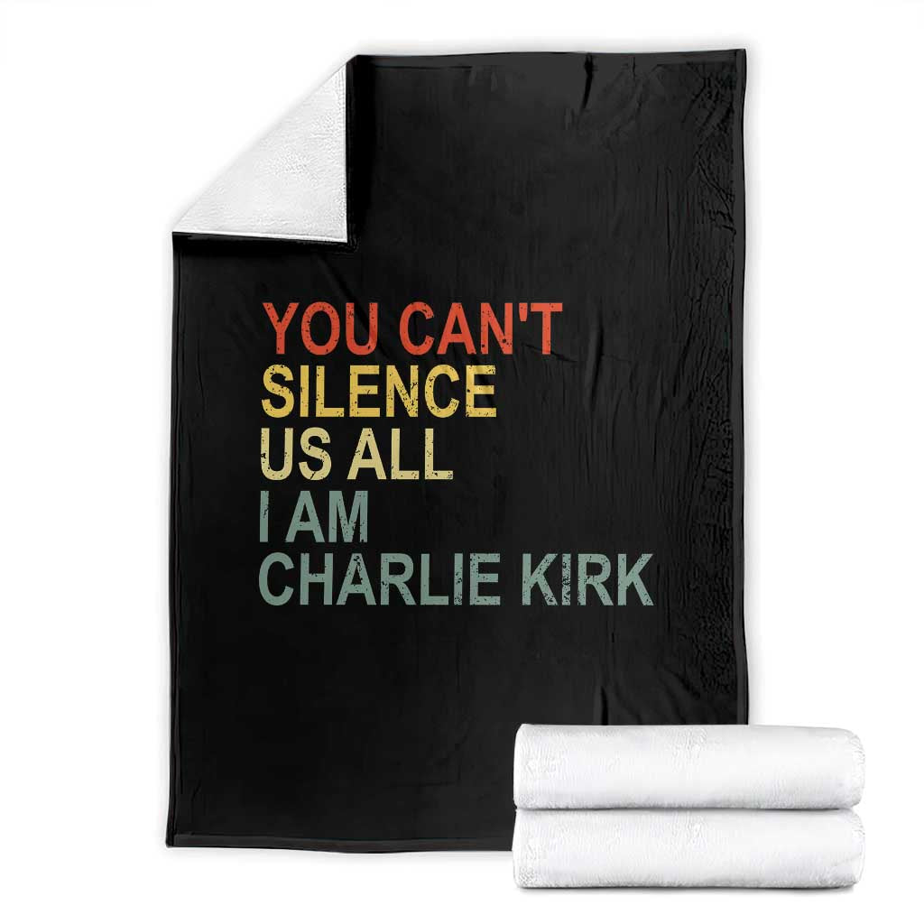 Charlie Kirk Throw Blanket Retro You Cant Silence Us All TS10 Black Print Your Wear