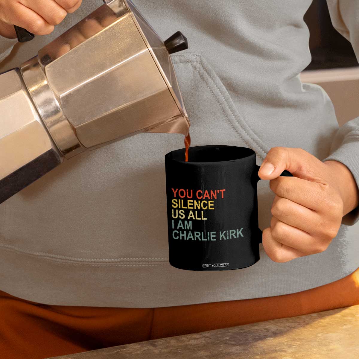 Charlie Kirk Coffee Mug Retro You Cant Silence Us All TS10 Print Your Wear