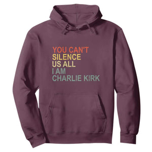 Charlie Kirk Hoodie Retro You Cant Silence Us All TS10 Maroon Print Your Wear