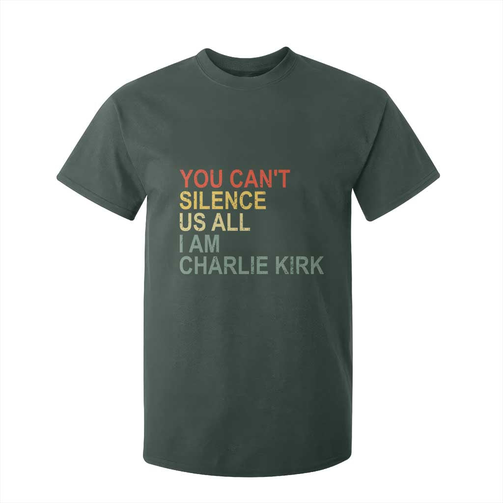 Charlie Kirk T Shirt For Kid Retro You Cant Silence Us All TS10 Dark Forest Green Print Your Wear