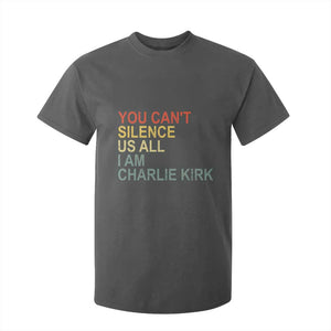 Charlie Kirk T Shirt For Kid Retro You Cant Silence Us All TS10 Dark Heather Print Your Wear