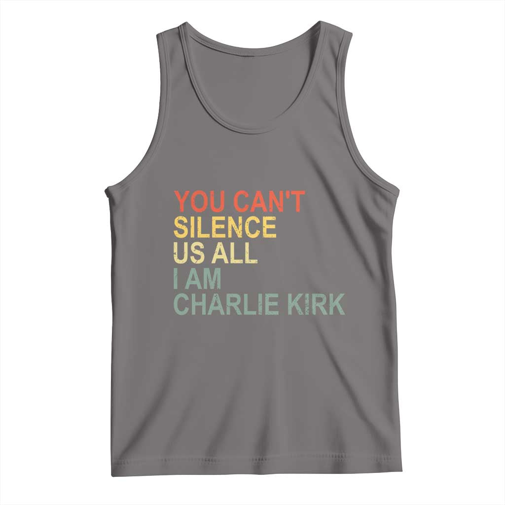 Charlie Kirk Tank Top Retro You Cant Silence Us All TS10 Deep Heather Print Your Wear