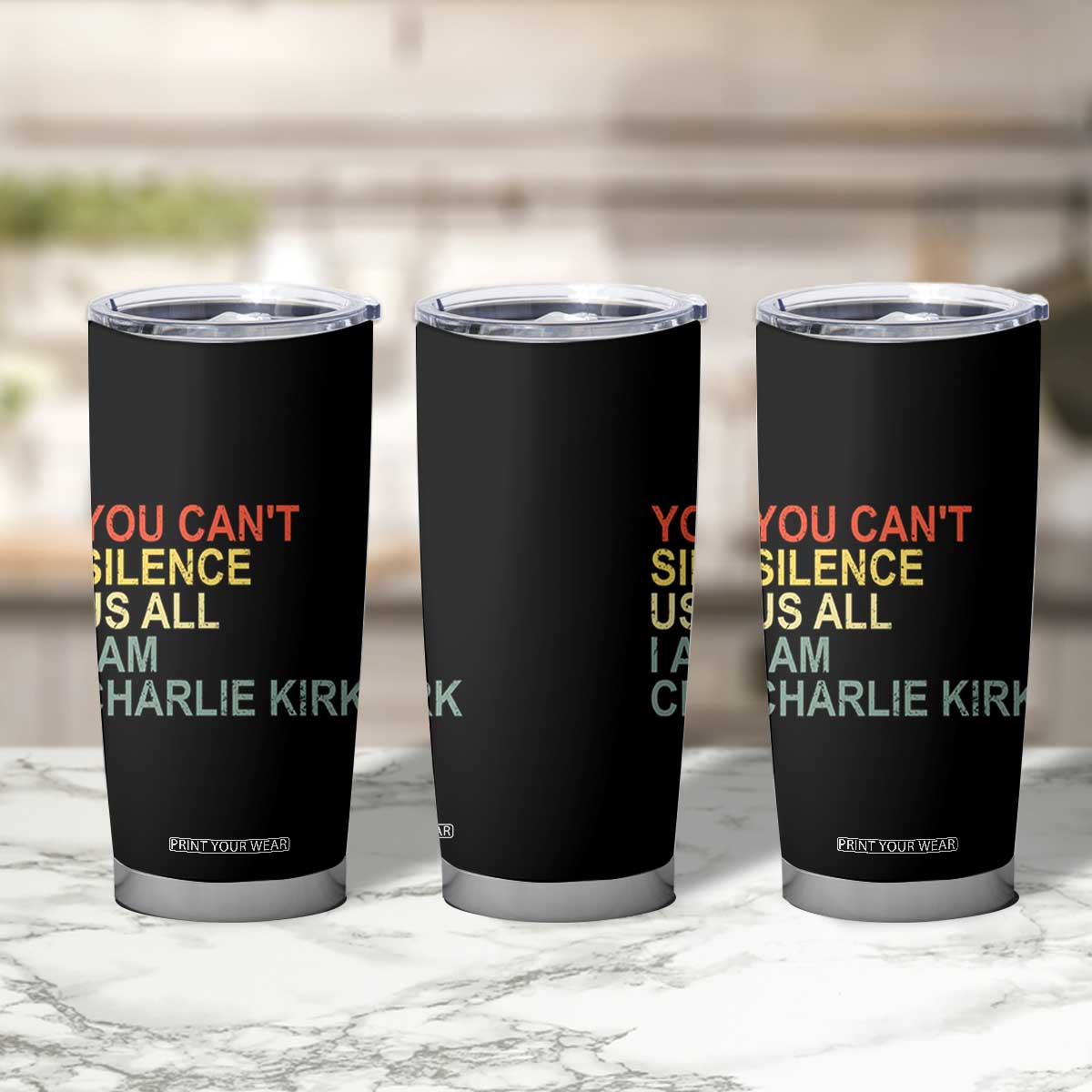 Charlie Kirk Tumbler Cup Retro You Cant Silence Us All TS10 Print Your Wear