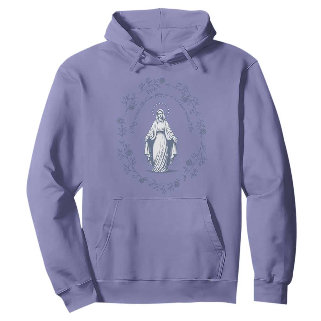 Marian Catholic Hoodie Virgin Mary Catholic Floral Women Religious TS10 Violet Print Your Wear