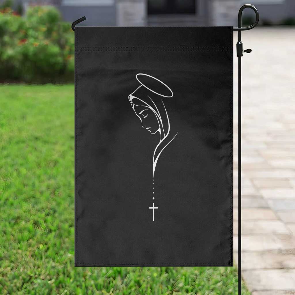 Virgin Mary Garden Flag Minimalist Marian Catholic Holy Mother Cross TS10 Print Your Wear