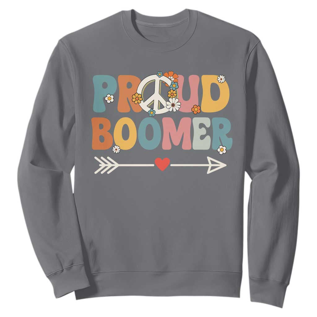 Proud Boomer Sweatshirt Boomers Generation Peace Sign Hippie 50s 60s TS10 Charcoal Print Your Wear