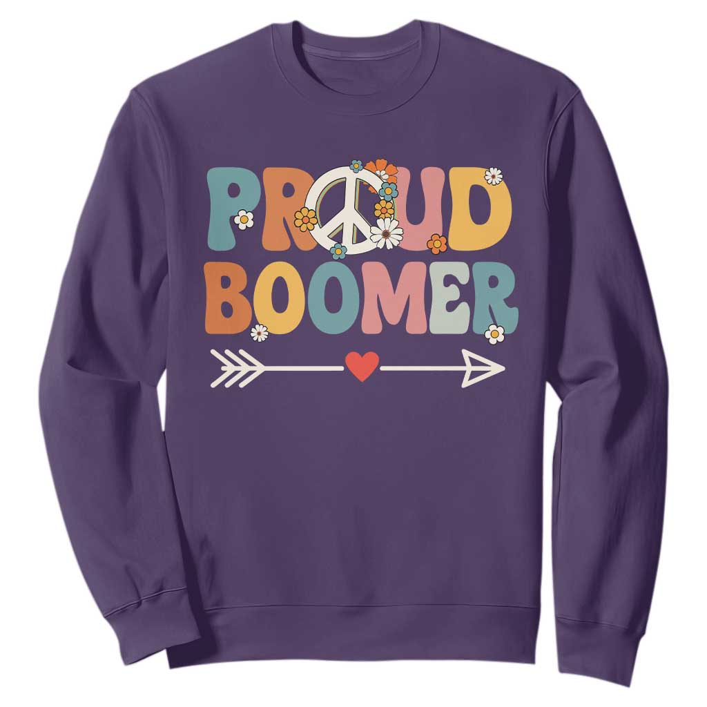 Proud Boomer Sweatshirt Boomers Generation Peace Sign Hippie 50s 60s TS10 Purple Print Your Wear