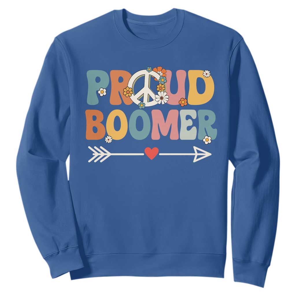 Proud Boomer Sweatshirt Boomers Generation Peace Sign Hippie 50s 60s TS10 Royal Blue Print Your Wear