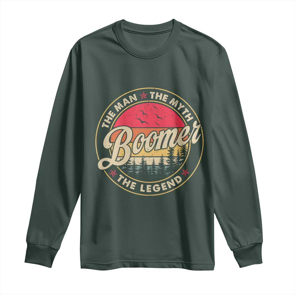 Boomers Generation Long Sleeve Shirt The Man The Myth The Legend TS10 Dark Forest Green Print Your Wear
