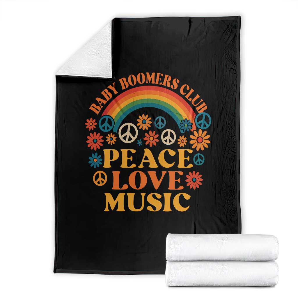 Baby Boomers Generation Throw Blanket Peace Love Music 60s Hippe TS10 Black Print Your Wear